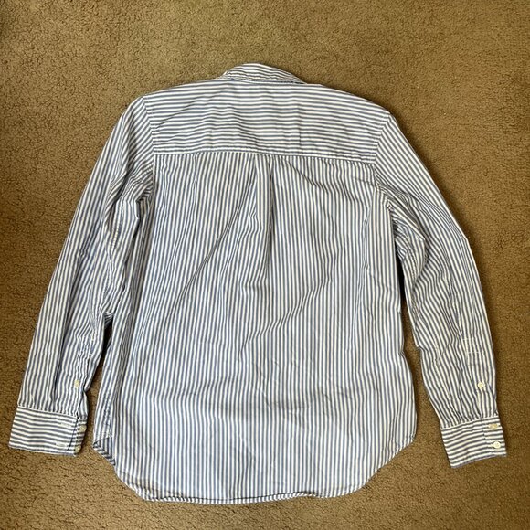 GAP White & Blue Striped Boyfriend Fit Button-Up Shirt | Size M - Picture 2 of 6